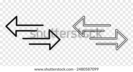 Transfer arrows icon. Data transfer vector icon. Arrow exchange icon. Arrow left and right symbol. Vector illustration on Transparent background. Vector illustration. Eps file 47.