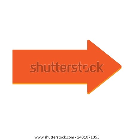 Orange arrow to the right vector, isolated on white background. Vector illustration. Eps file 134.