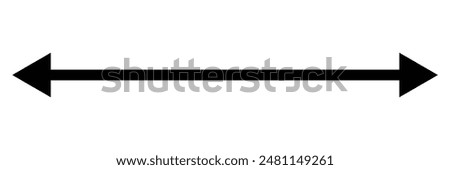 Horizontal dual thin long straight double ended arrow. Contour isolated vector image on white background. Vector illustration. Eps file 103.