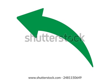 Green arrow to the left vector, isolated on white background. Arrow indicated the direction symbol. Green arrow left icon symbol. Vector illustration. Eps file 75.