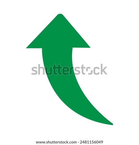 Green curved graph with arrow icon. Arrow illustration pointing up. Counterclockwise direction pointer. single arrow, sign left down isolated on white background. Vector illustration. Eps file 79.