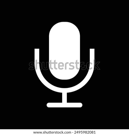 White Record Microphone icon. Audio voice recording on symbol. Flat podcast application interface sign. Vector illustration image. Isolated on black background. EPS file 174.