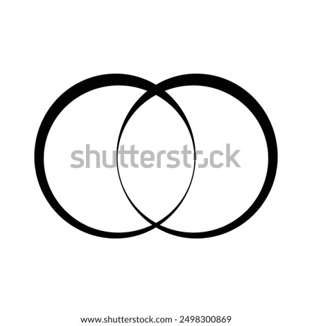 Simple overlapping circles vector drawing, version with three to seven objects, also interlocked rounds style. Vector illustration on white background. Eps file 29.