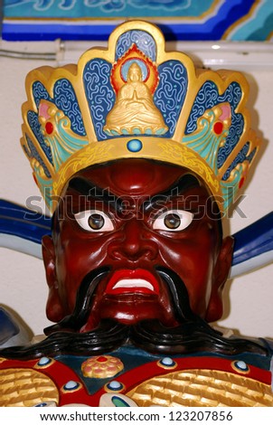 HONG KONG - FEBRUARY 11: One of the Deva Kings in Western Monastery on February 11, 2007, at Tsuen Wan, Hong Kong. Deva Kings are the protectors of the Buddha standing at the gate of the temples.