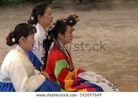 SUWON, SOUTH KOREA - MAY 12: Traditional wedding on May 12, 2014, Suwon, South Korea. Wedding in Korea is usually traditional style by Confucianism.