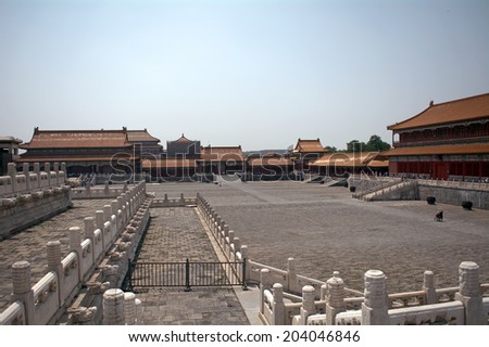BEIJING, CHINA - JUNE 5: Forbidden City on June 5, 2014, Beijing, China. Once the residence of the Chinese emperors, todays the symbol of Beijing and a UNESCO World Heritage site.
