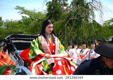 KYOTO, JAPAN - MAY 17: Mifune Festival at May 17, 2015 in Kyoto, Japan. This is a medieval event held upon receiving the Emperor on his visit to this land.