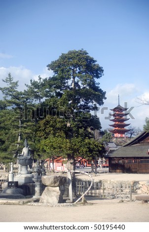 Buddha and pagoda, Miyajima, Japan