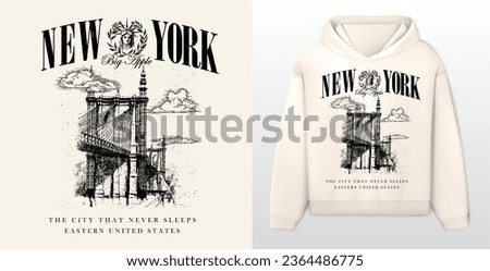 logo slogan graphic, urban new york  sketch and laurel with face Statue of Liberty. victorian design of new york city usa. united of state