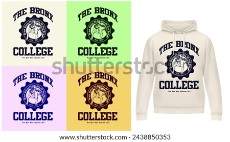 pack logo slogan graphic, art print college, retro college university with sport, shield and dog. city the bronx new york, yankee, health and fitness club summer SS23 tennis crest sport 