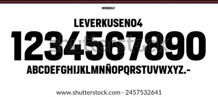 font vector team 2023 - 2024 kit sport style. football style font with lines. bayer font. Leverkusen font. sports style letters and numbers for soccer team