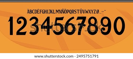 font vector team 2024 - 2025 kit sport style font. real madrid font. football style font with lines inside. spain sports style letters and numbers for soccer team