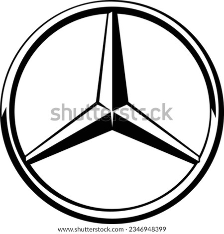 editable logo vector mercedes black and white flat image 