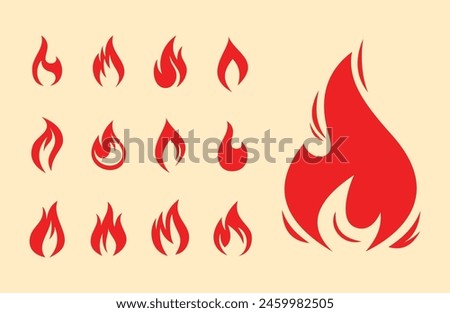 Fire flames, set vector icons Fire and flames outline icon set. Contour bonfire, linear flaming elements. Hand drawn monochrome different fire flame vector illustration. vector fire flame set isolated