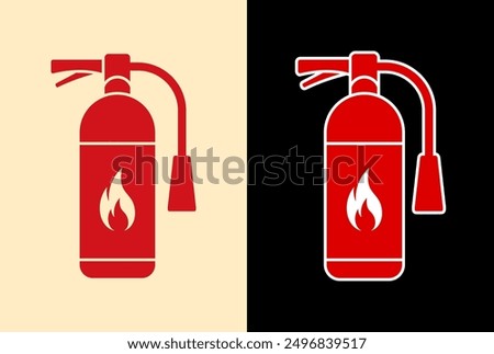 flames fire extinguisher vector icon, fire killer, fire reel hose on isolated background. editable vector,  fire extinguishers, firefighter vector