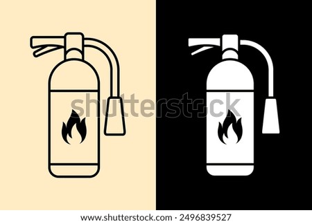 fire extinguisher vector, fire killer, fire reel hose on isolated background. Fire extinguisher icon in flat  icon design