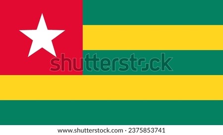 Togo Flag. National Togo flag. Flag of Togo. Flag of Togo Vector graphics