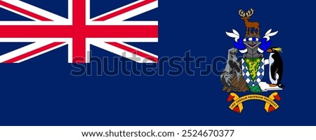 Flag of South Georgia and the South Sandwich Islands, long version, Vector Images