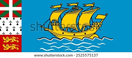 Flag of Saint Pierre and Miquelon, long version, Vector Images