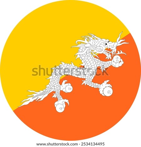 Bhutan Circle Flag, Circle Flag of Bhutan, Vector Images