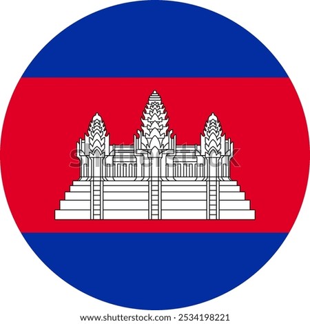 Cambodia Circle Flag, Circle Flag of Cambodia, Vector Images