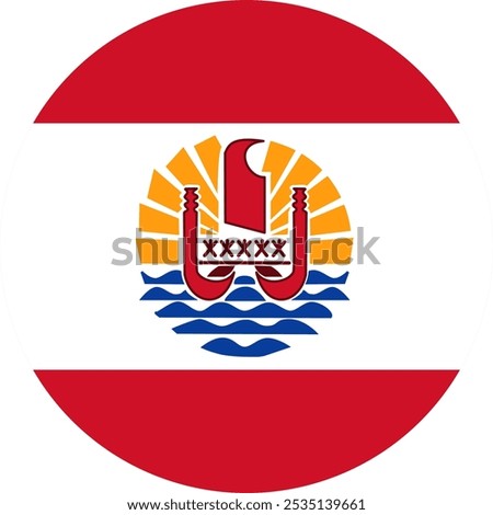 French Polynesia Circle Flag, Circle Flag of French Polynesia, Vector Images