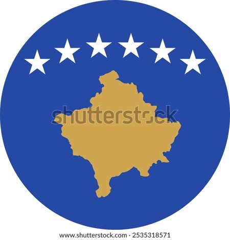 Kosovo Circle Flag, Circle Flag of Kosovo, Vector Images