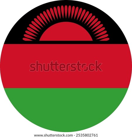 Malawi Circle Flag, Circle Flag of Malawi, Vector Images