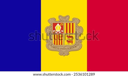 Flag of Andorra, 16:9 Format, Andorra Flag, Vector Images