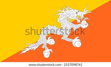 Flag of Bhutan, 16:9 Format, Bhutan Flag, Vector Images