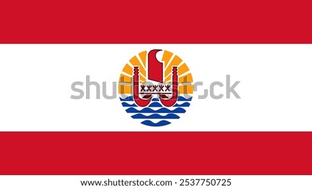 Flag of French Polynesia, 16:9 Format, French Polynesia Flag, Vector Images