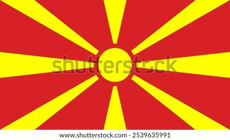 Flag of North Macedonia, 16:9 Format, North Macedonia Flag, Vector Images