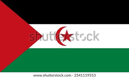 Flag of the Sahrawi Arab Democratic Republic, 16:9 Format, Western Sahara Flag, Vector Images