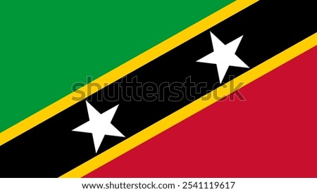 Flag of Saint Kitts and Nevis, 16:9 Format, Saint Kitts and Nevis Flag, Vector Images