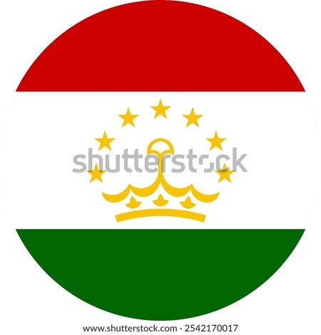 Tajikistan Circle Flag, Circle Flag of Tajikistan, Vector Images