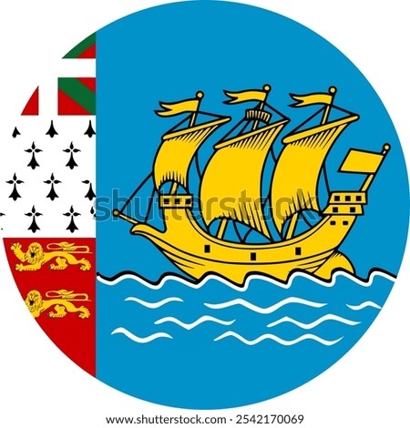 Saint Pierre and Miquelon Circle Flag, Circle Flag of Saint Pierre and Miquelon, Vector Images