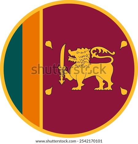 Sri Lanka Circle Flag, Circle Flag of Sri Lanka, Vector Images