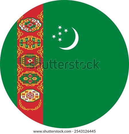 Turkmenistan Circle Flag, Circle Flag of Turkmenistan, Vector Images