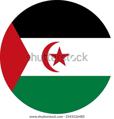 Western Sahara Circle Flag, Circle Flag of the Sahrawi Arab Democratic Republic, Vector Images