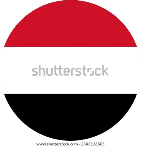 Yemen Circle Flag, Circle Flag of Yemen, Vector Images