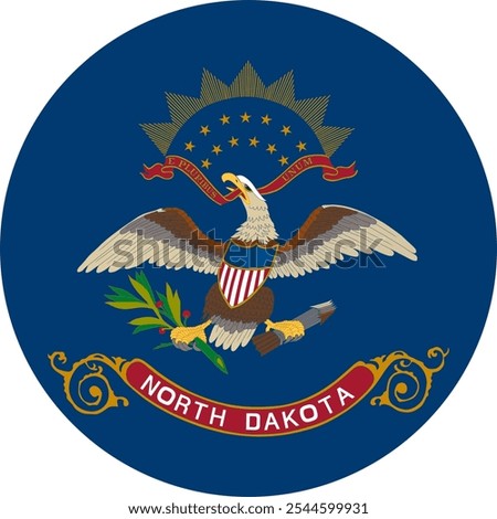 North Dakota Circle Flag, Circle Flag of North Dakota, USA, Vector Images