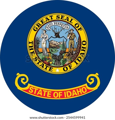 Idaho Circle Flag, Circle Flag of Idaho, USA, Vector Images