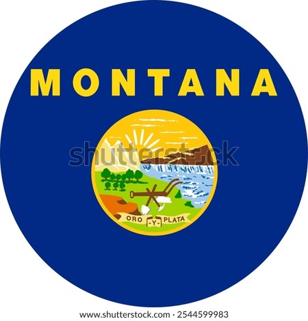 Montana Circle Flag, Circle Flag of Montana, USA, Vector Images