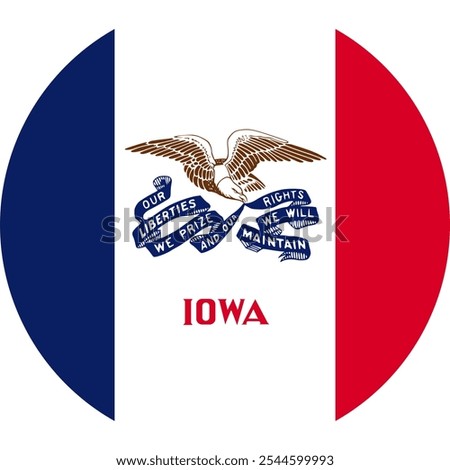 Iowa Circle Flag, Circle Flag of Iowa, USA, Vector Images