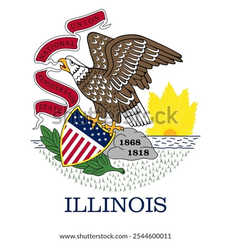 Illinois Circle Flag, Circle Flag of Illinois, USA, Vector Images