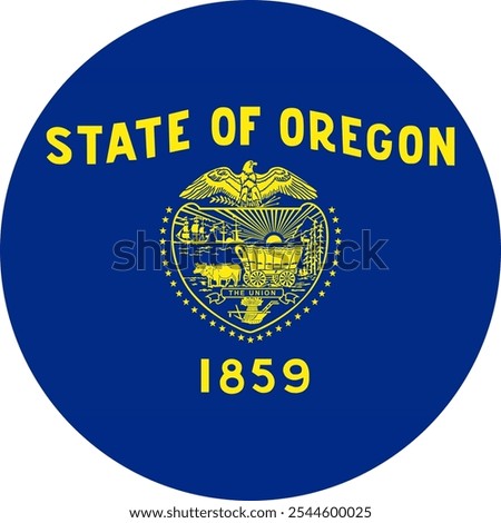 Oregon Circle Flag, Circle Flag of Oregon, USA, Vector Images