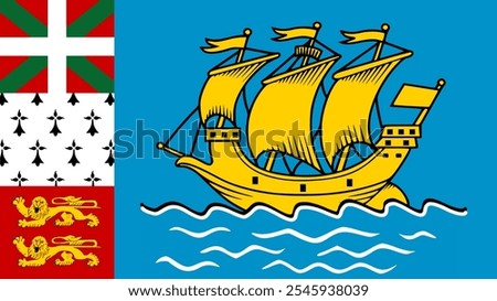 Flag of Saint Pierre and Miquelon, 16:9 Format, Saint Pierre and Miquelon Flag, Vector Images