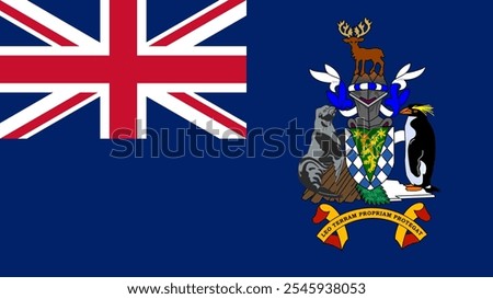 Flag of South Georgia and the South Sandwich Islands, 16:9 Format, South Georgia and the South Sandwich Islands Flag, Vector Images