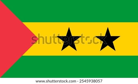 Flag of São Tomé and Príncipe, 16:9 Format, Sao Tome and Principe Flag, Vector Images