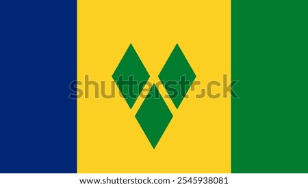 Flag of Saint Vincent and the Grenadines, 16:9 Format, Saint Vincent and the Grenadines Flag, Vector Images